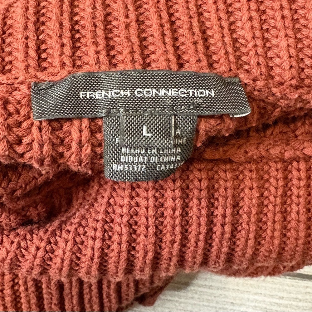 French Connection Women's Chunky Knit Brick Red Turtleneck Sweater‎ Size Large - Picture 3 of 4